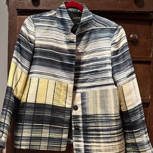 Lafayette 148 New York Striped Blazer - Blue, Yellow, Cream euc size 12